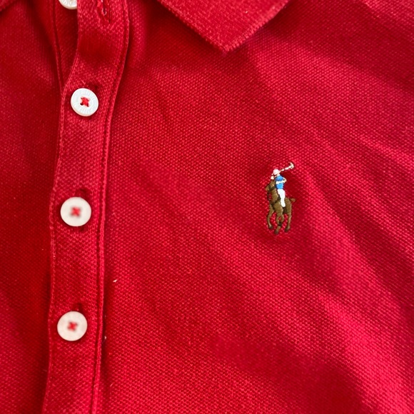 POLO Ralph Lauren 👕 The Iconic Mesh Polo Shirt👕 Large 12-14 red - Picture 3 of 4